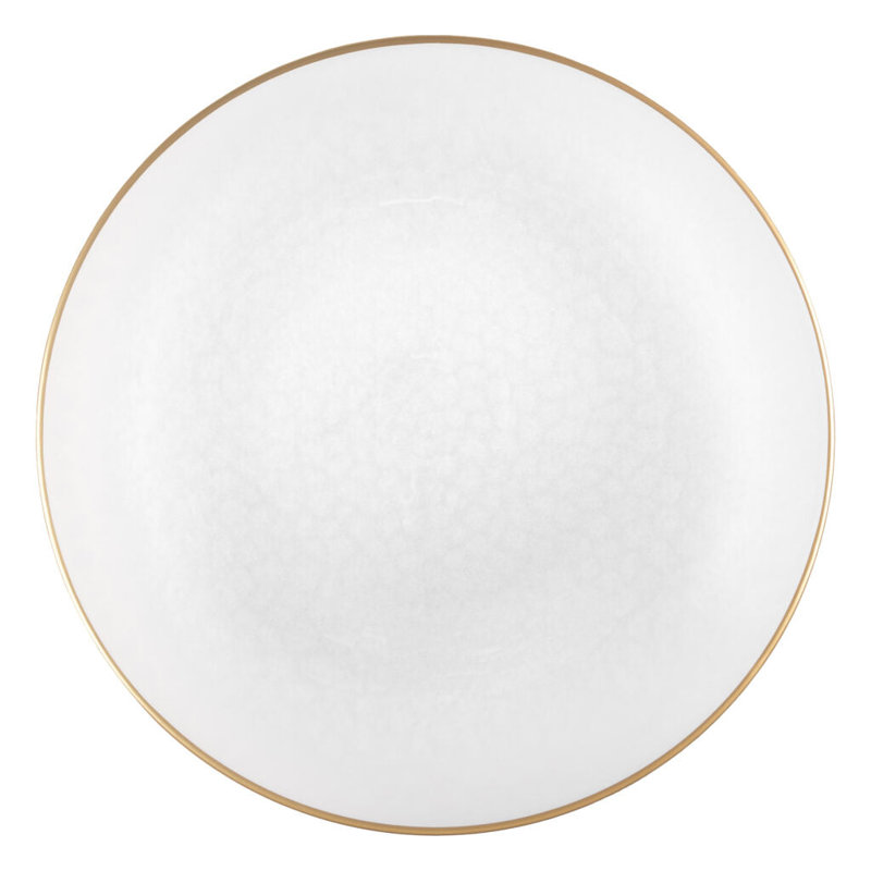 Assiettes blanches translucides martelées rondes de 13 pouces avec bordure dorée 12 personnes Ecoqualité