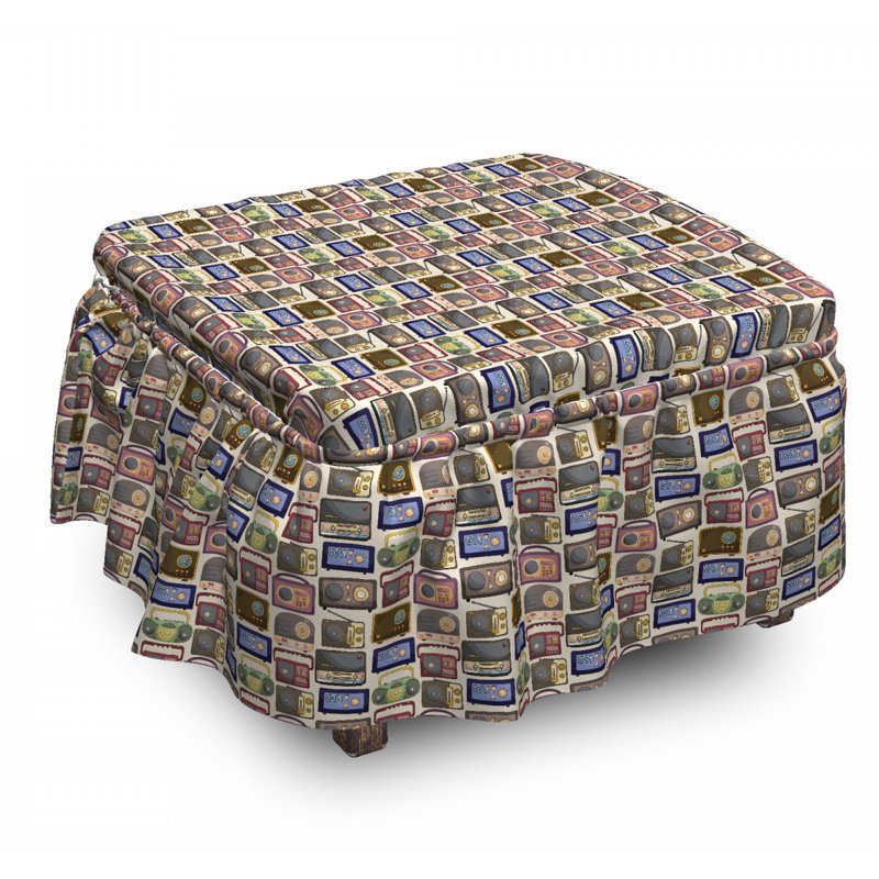 Ensemble de housse pour repose-pieds à coussin de boîte 2 pièces rétro