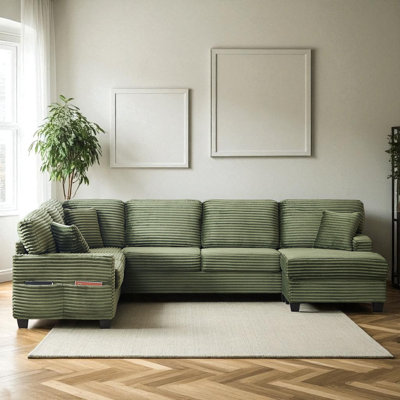Upholstered L-Shaped Sectional With A Movable Ottoman