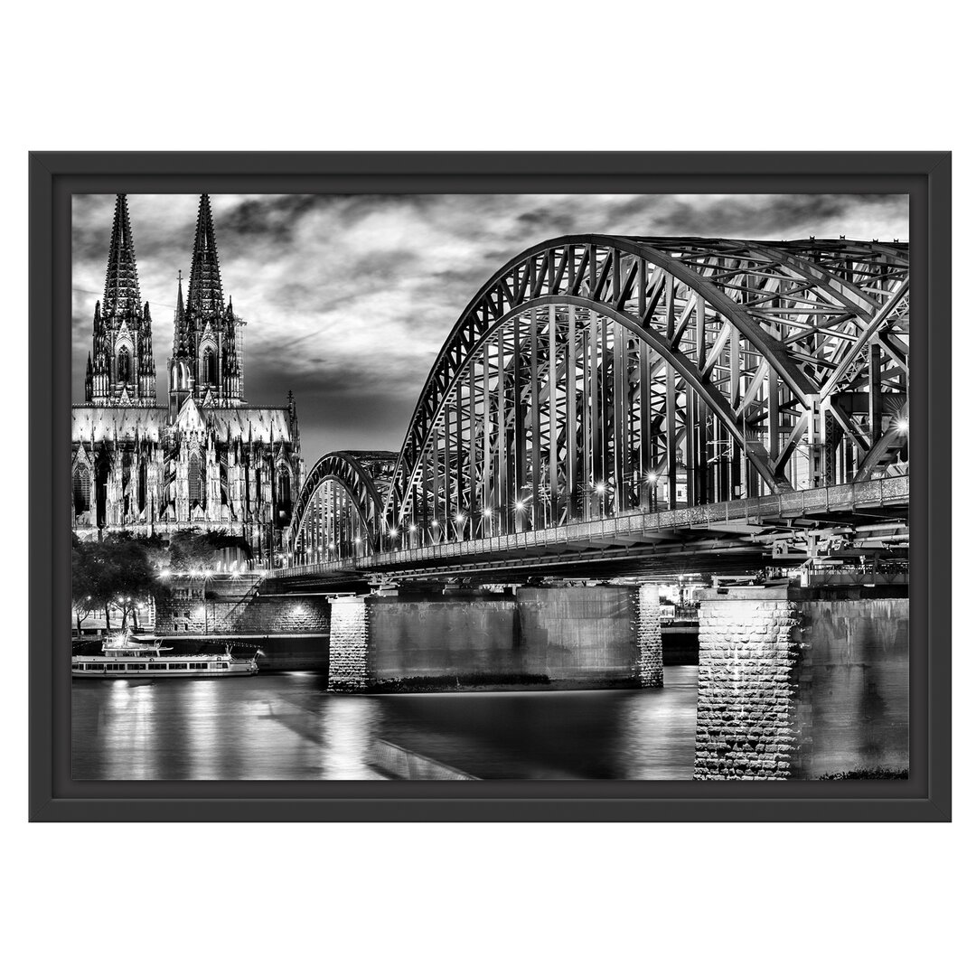 Gerahmtes Wandbild Hohenzollernbrücke bei Nacht