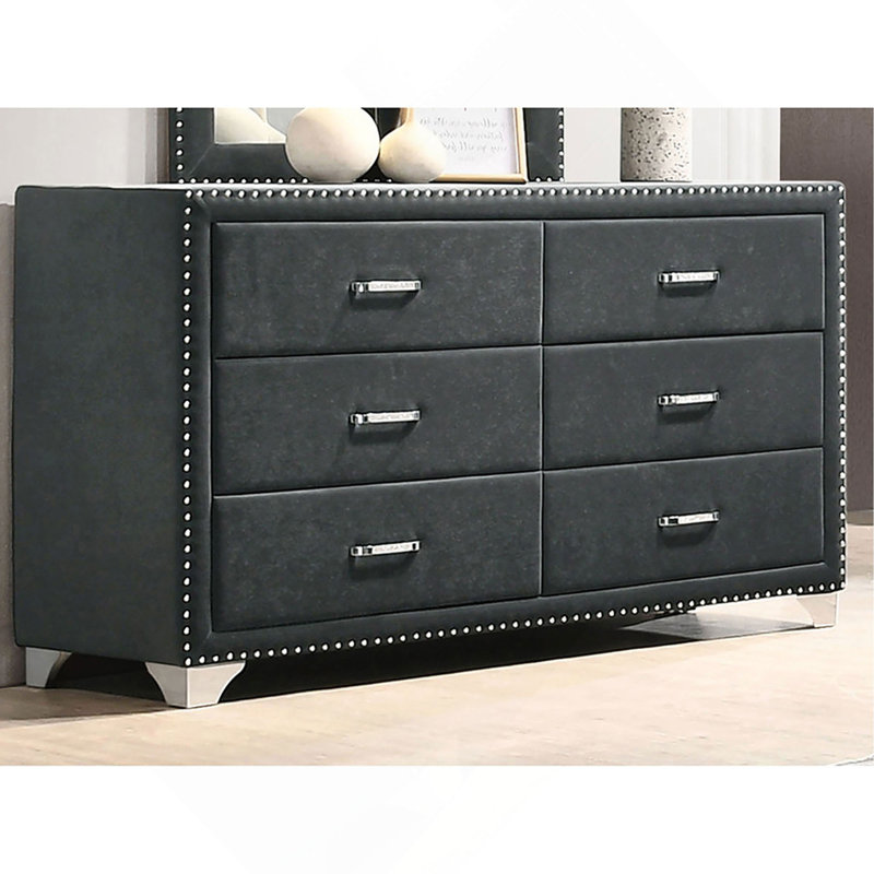 Commode et commode rembourrées bleu pacifique, Gris