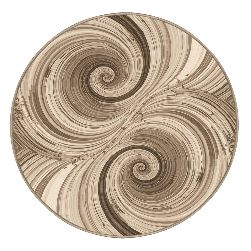 Tapis moelleux moelleux et doux Adlai Classic - beige, Rond 3 pi