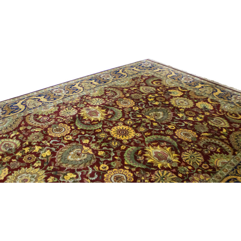 Hand Knotted Wool Oriental Area Rug in Red And Black