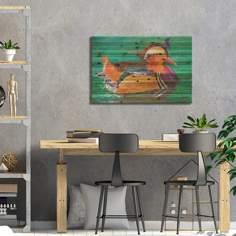 «Cavell Mandarin Duck II» par Nataly Mak - impression sans cadre sur bois, H 26 po x l 40 po x P 1,5 po