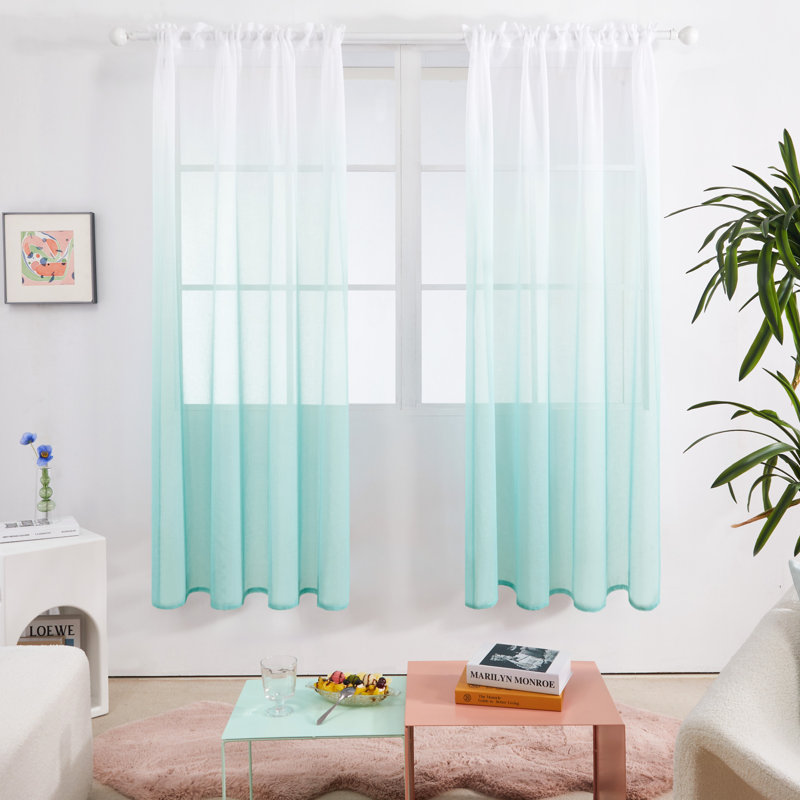 Zhejno Sheer Curtain Pair, 52" W x 72" L, Mint Green