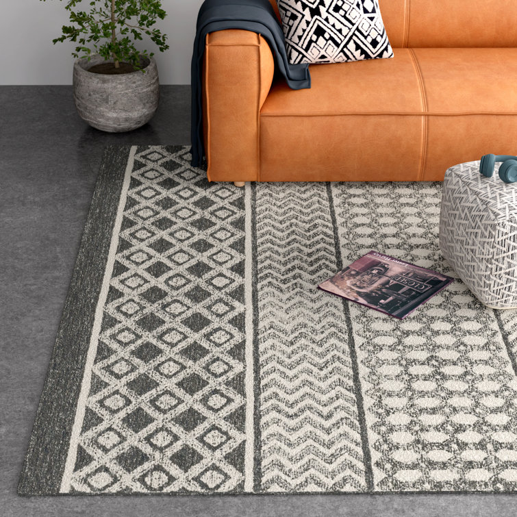 Abdera Handmade Tufted Wool Ivory/Charcoal Area Rug