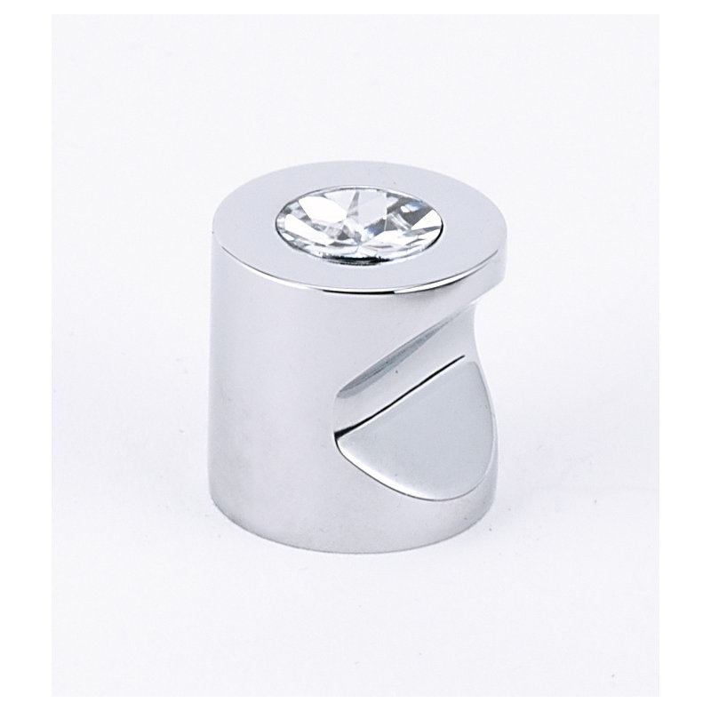 Swarovski Crystal Cylindrical Knob, 0.75" H x 0.75" W x 0.75" D, Polished Chrome