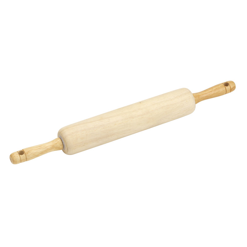 Natural Wood Rolling Pin with Contoured Handles