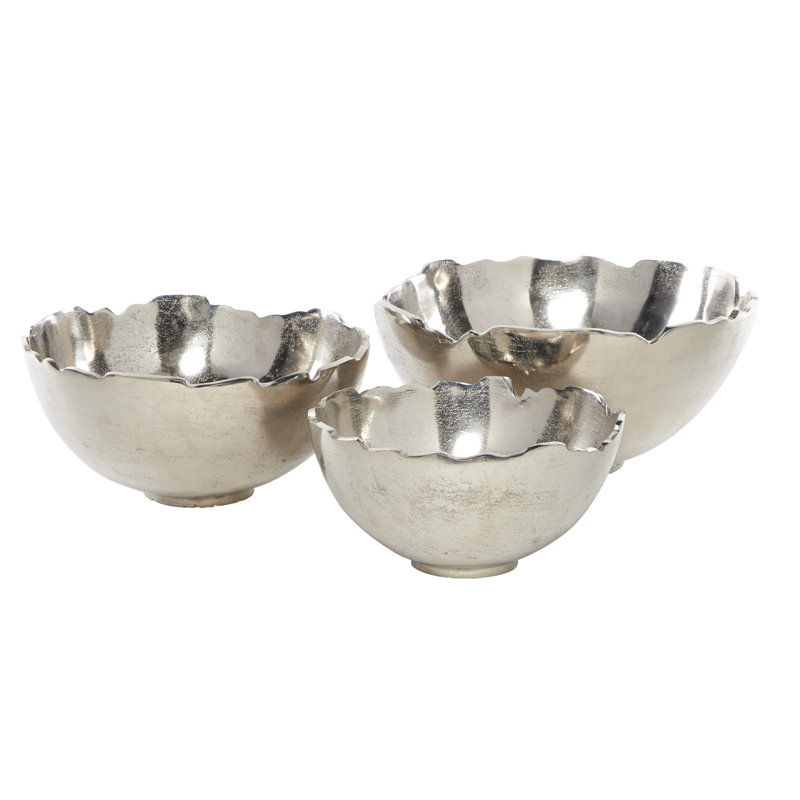 Ensemble de 3 bols décoratifs en argent Aluminium Erskine