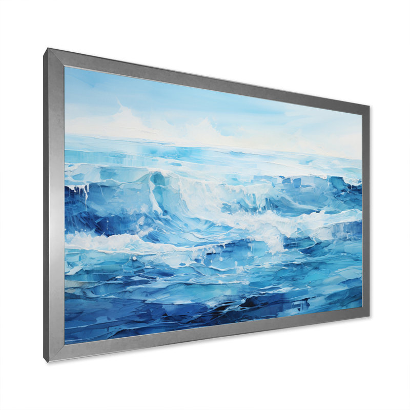Impression sur toile Ocean Sapphire Infinity III, Cadre simple argenté, H 34 po x l 44 po x P 1,5 po