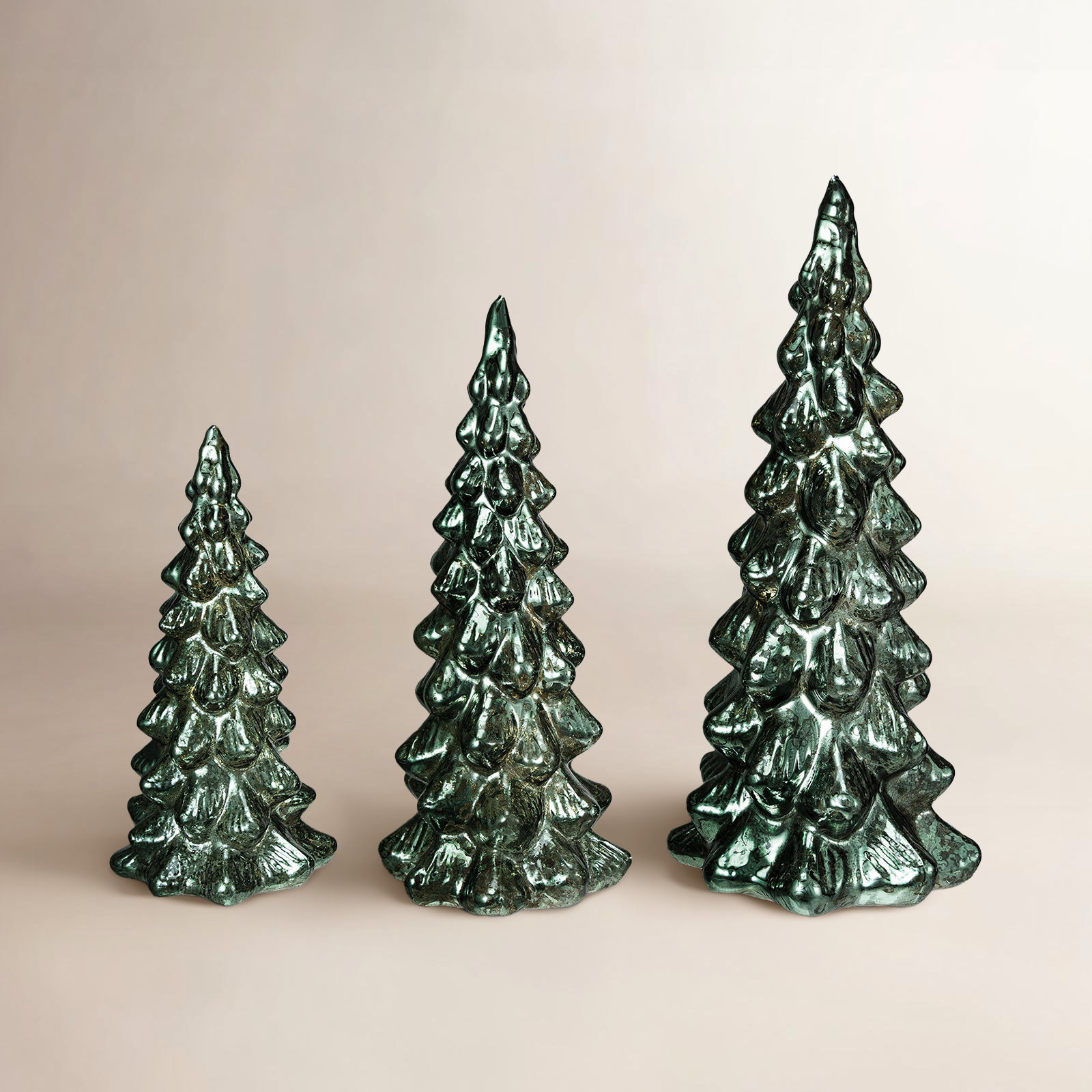 Lighted Mercury Glass Tabletop Tree Set