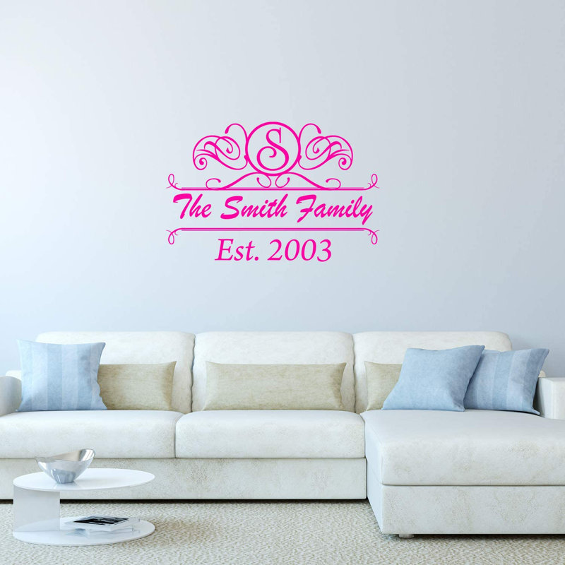 Adhésif décoratif nom de famille, H 15 po x l 22 po, Rose vif