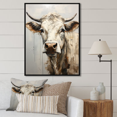 Minimalisme, portrait de vache beige I sur toile