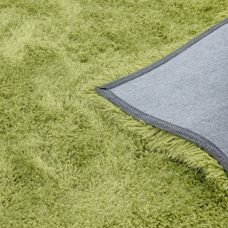 Beatty Shiny Shaggy Green Rug, Rectangle 160 x 230cm