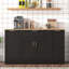 Buffet de rangement multifonctionnel avec table de salle à manger extensible, tablettes réglables et support coulissant à 3 niveaux pour une utilisation polyvalente dans la cuisine et le salon-1801645162