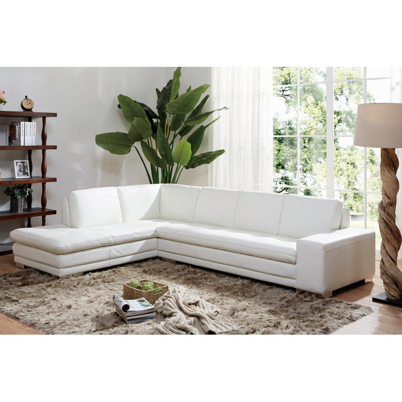 Canapé modulaire en cuir véritable 124 po, Orienté vers la gauche