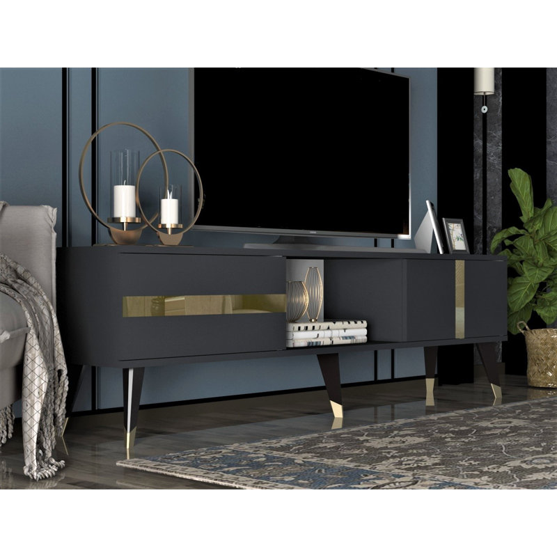 Meuble télé Catena 59,1 po x 11,8 po x 11,8 po Catena | 100% panneau de particules enduit de mélamine, épaisseur: 0,7 pouce | Conception moderne pour le salon, solution de rangement durable et élégante