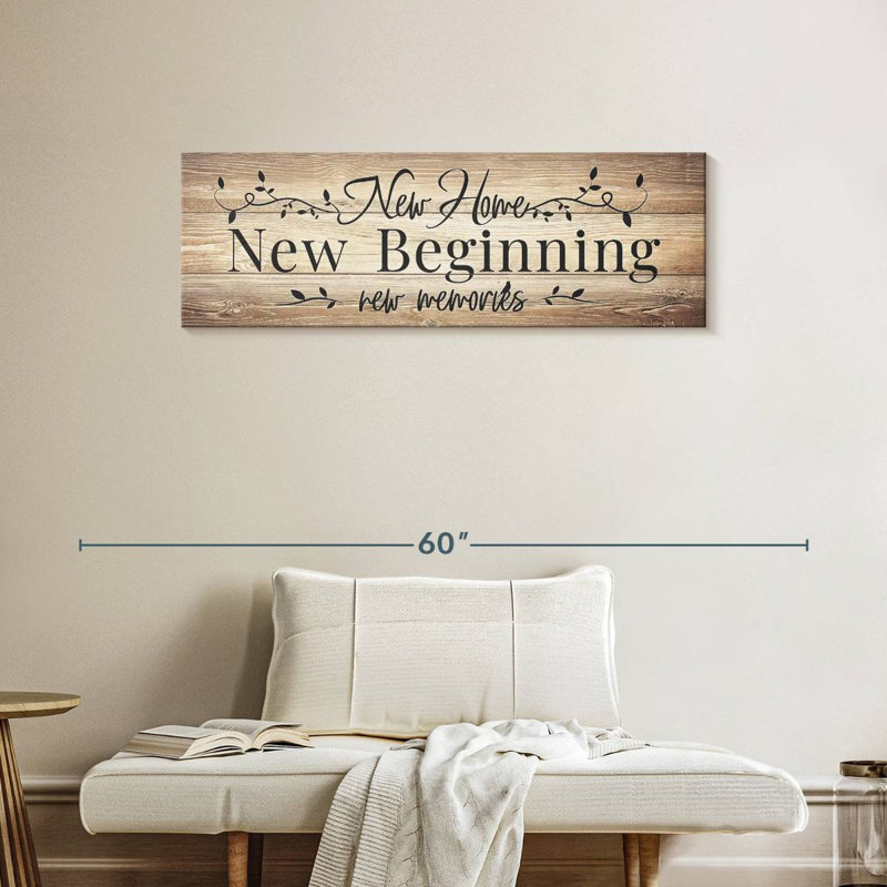 " New Beginning Quote " by Faithinart, 14" H x 42" W x 1.25" D