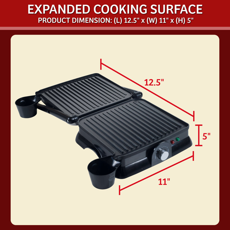 Panini Press - gril d'intérieur électrique de 1400 watts et machine à sandwich gastronomique avec plaques antiadhésives - s'ouvre à plat pour une plus grande surface de cuisson