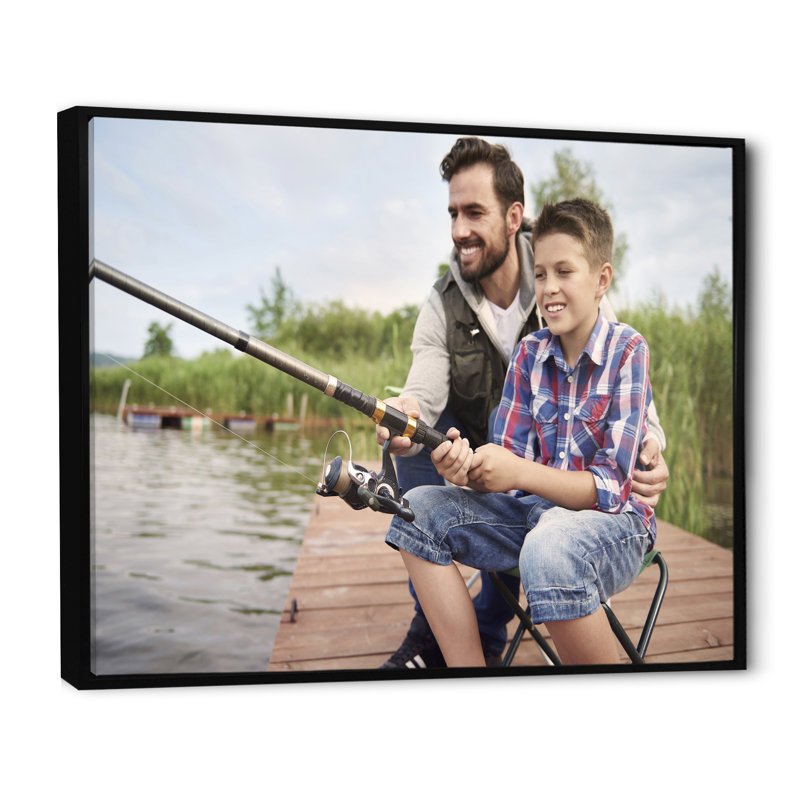 " Hunter S Fishing Pursuit II ", 24" H x 32" W x 1" D, Black Floater Framed