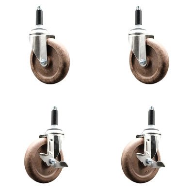 316SS High Temp Glass Filled Nylon Stem Caster Set 2 Brake SCC