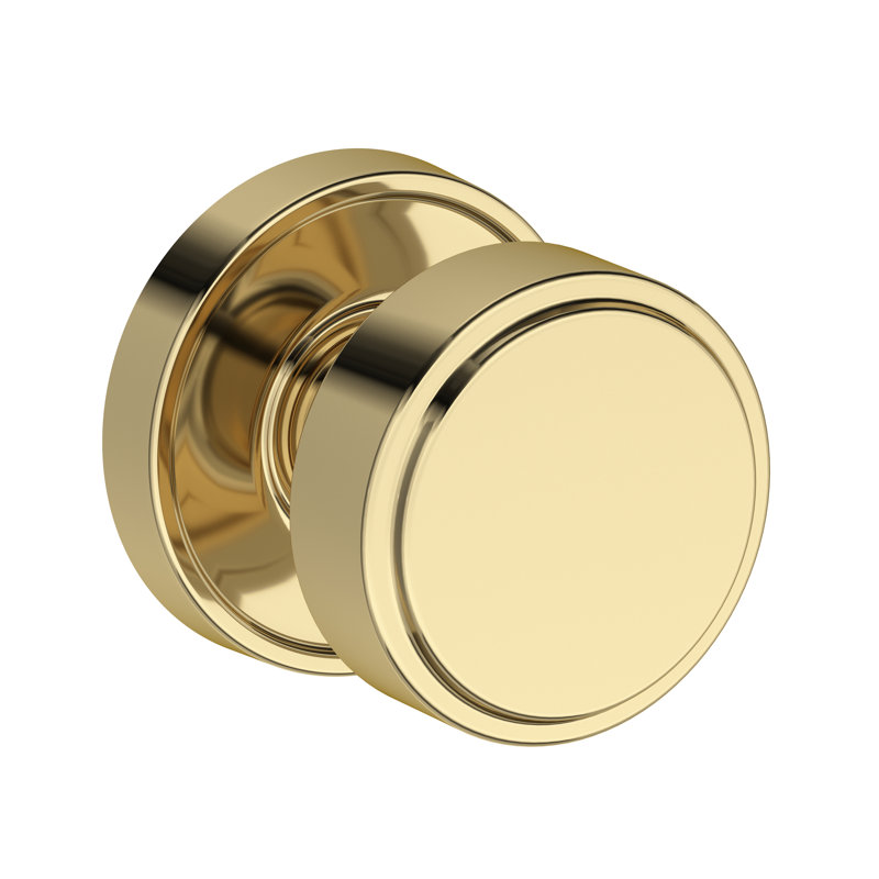 Vashon Half Dummy Knob with Recessed Round Rose in Lifetime (PVD) Satin Brass, Unlacquered Brass