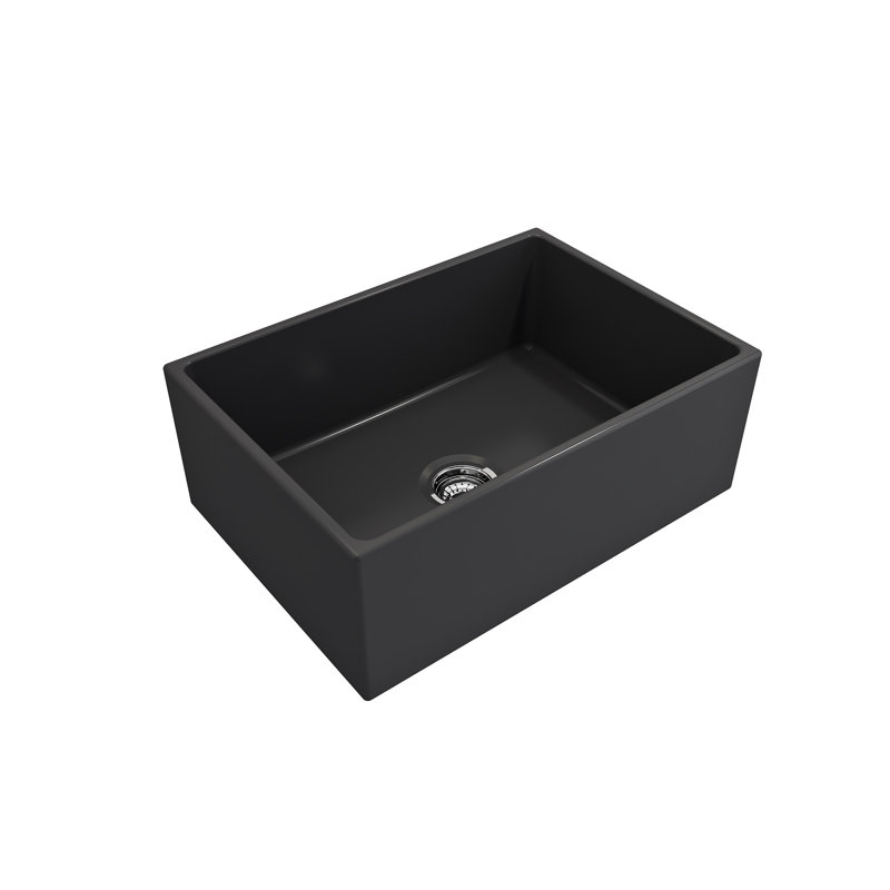 27 in. L Farmhouse Kitchen Sink, Matte Dark Gray