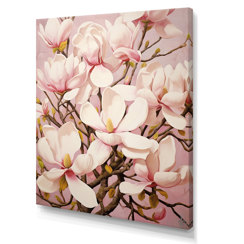 «Magnolias», impression sur toile, H 32 po x l 16 po x P 1 po, Toile tendue