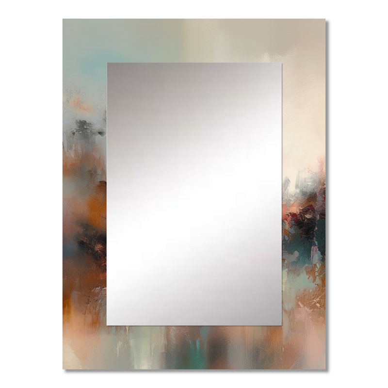 Brown Abstracted Nature I - Landscapes Decorative Wall Mirror, Modern Large Mirror, Printed Metal Art, 32" x 24"