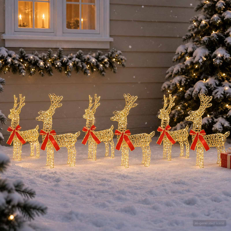 Christmas Reindeer Decoration LED Lighted Reindeer Decor, Gold PET, 6