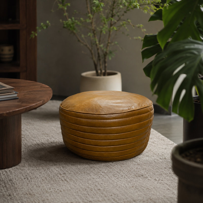 Elijah Pouf Brown Leather