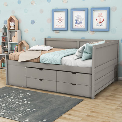 Wood Daybed with Drawers and Shelves by Red Barrel Studio