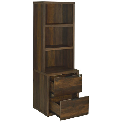 3 - Piece Bookcase With And Secure Drawers For Style Display In Primary Space Dark Pine Wall Unit Scratch Veneer Organizing Personal Items Living Area