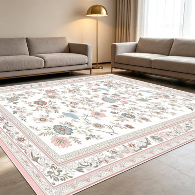 Tapis 1 pièce à motif floral pour le salon, doux et confortable, convient à toutes les saisons, facile à entretenir, tapis de sol intérieur lavable à la machine, sous la table de ferme convenant à la chambre à coucher, à la salle à manger, au bureau, au balcon, au patio, à la maison