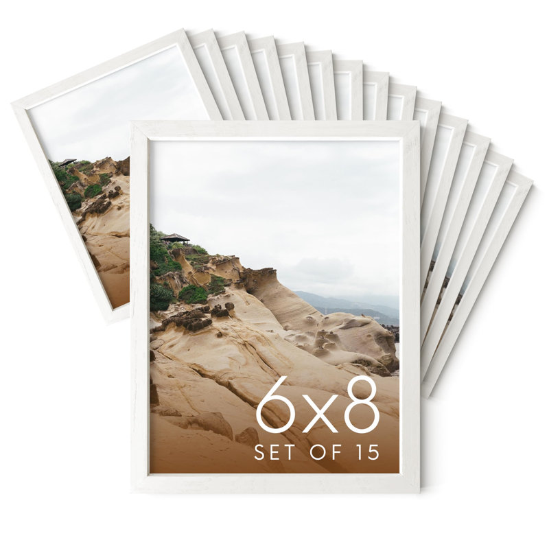 Cadre photo en bois - ensemble de 15, Blanc, H 10 po x l 8 po