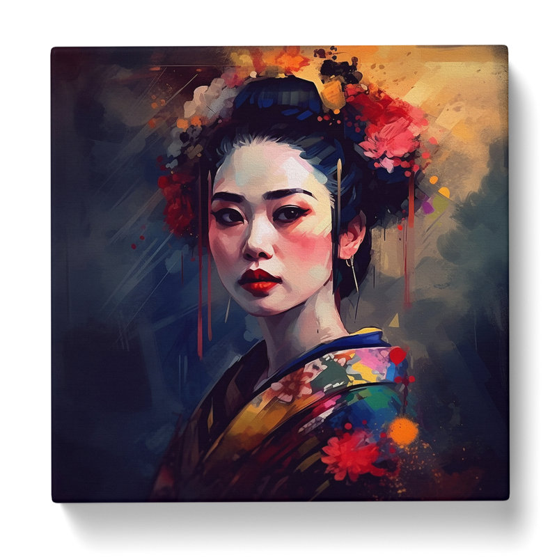 Geisha Post-Impressionism - Wrapped Canvas, 50cm H x 50cm W x 3cm D