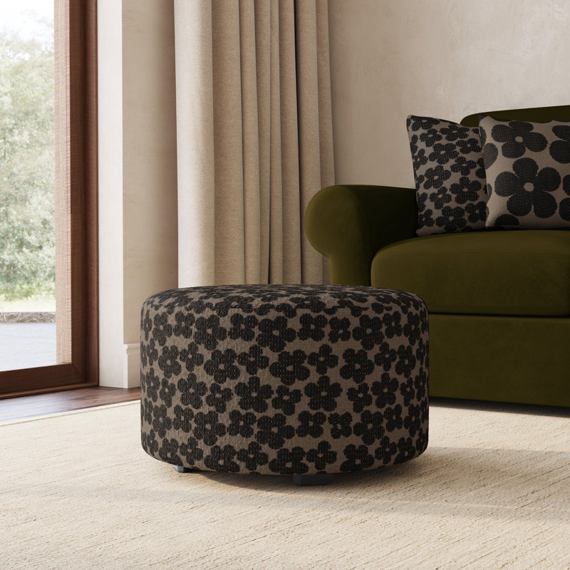 Repose-pieds Lenora, Floral noir / brun