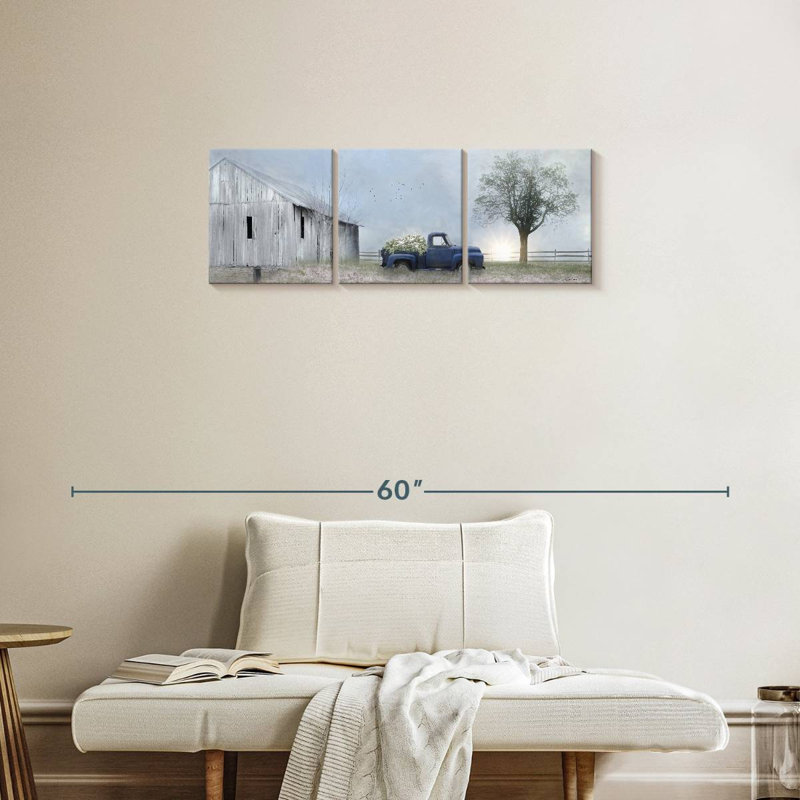 Ensemble 3 pièces grange sur toile Jonestown, H 12 po x l 38 po x P 1,25 po