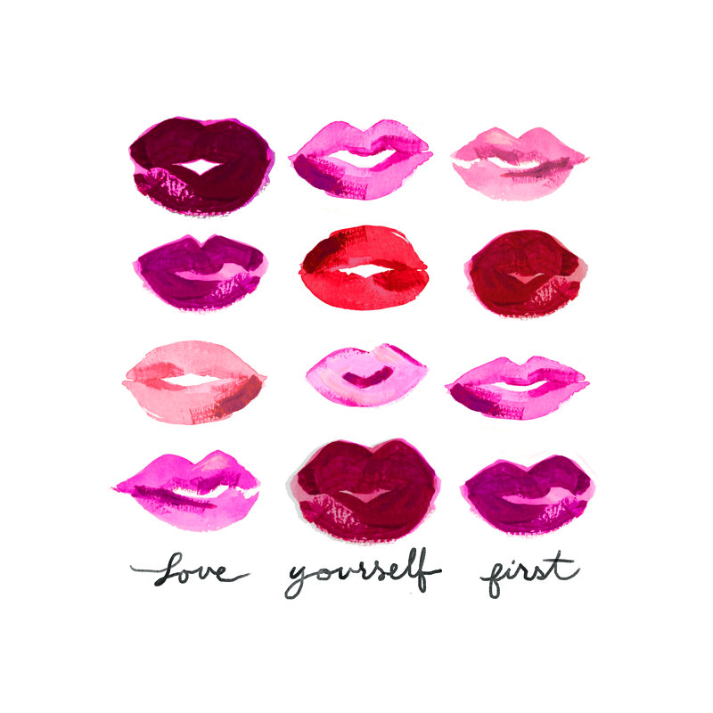 Love Yourself First Lips - Wrapped Canvas Art Prints, 30cm H x 30cm W