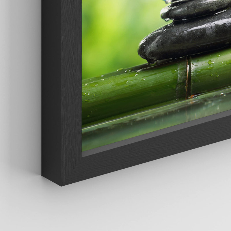 " Mediation Massage Stone Bamboo Forest Spa " 4 - Pieces, Black, 16" H x 12" W