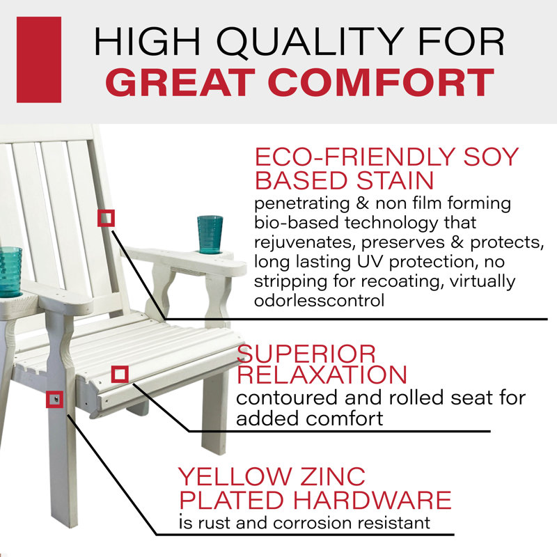 Chaise de patio robuste à dossier haut de 600 lb, porte-gobelets, Blanc semi-uni