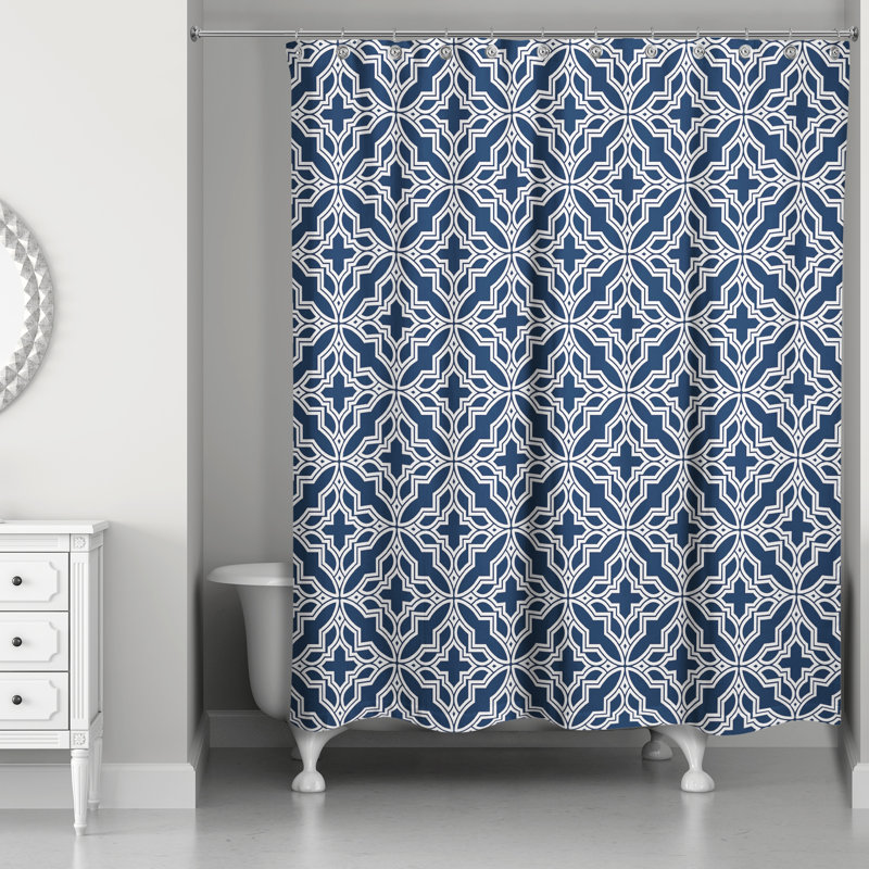 Rideau de douche géométrique simple, Bleu marine