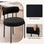 Dining Chairs Modern Teddy Fabric Upholstered Chairs with Curved Backrest and Black Metal Legs-734110421-710607602