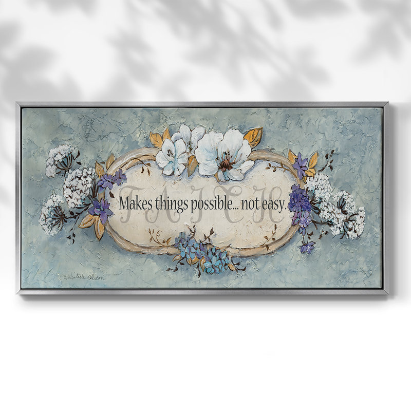 Faith - Toile tendue avec châssis tendue, prête à être accrochée, H 25 po x l 49 po, Argent argent