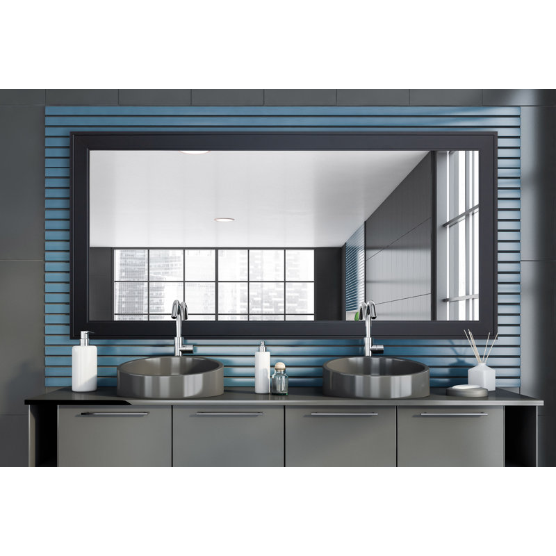 Miroir de salle de bain / meuble-lavabo Bornhardt, Noir, 35 po x 64 po
