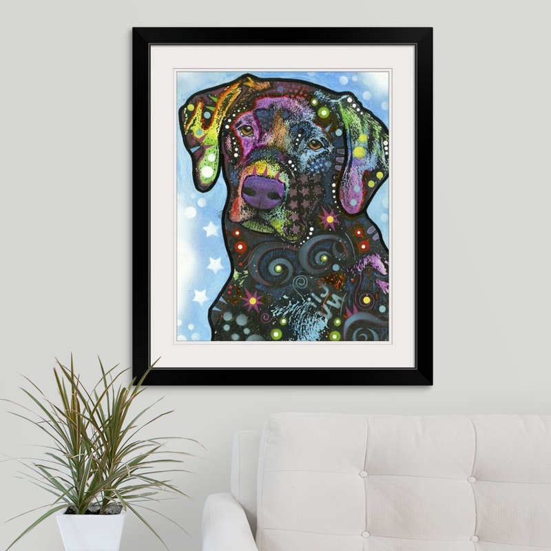 « dog art 27 », reproduction, Cadre noir, H 32 po x l 27 po x P 1 po
