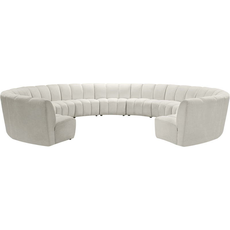 Canapé modulaire en velours Infinity, Velours crème, 11 pièces