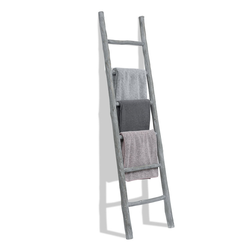 Fully Assembled 6Ft Wood Blanket Ladder Living Room Decorative Wall Leaning Farmhouse Quilt Display Holder Rustic Wooden Towel Rack For Bathroom