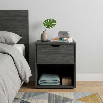 Table de chevet 20 tiroirs en bois gris 20 po