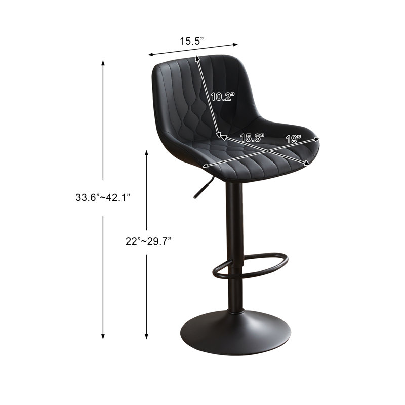 Adjustable Height And Modern Design Swivel Set Of 4 Crouch For Kitchen Island, Black